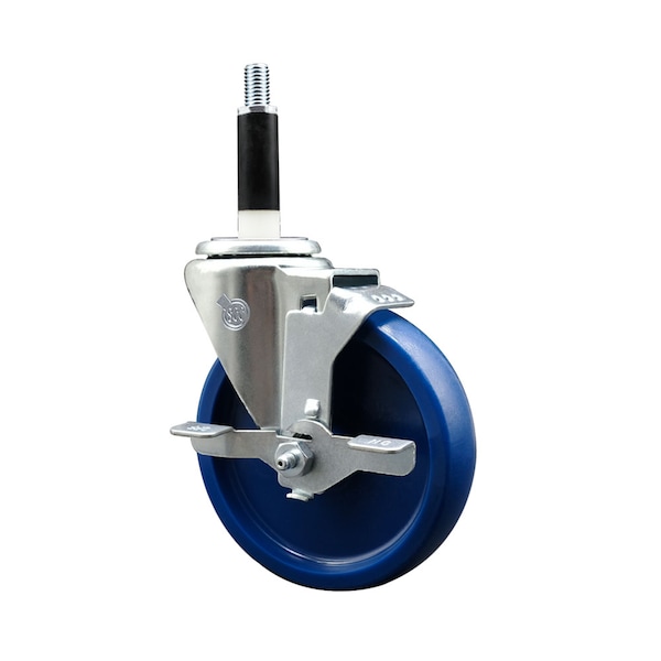 5'' SS Solid Poly Swivel 7/8'' Expanding Stem Caster with Brake
